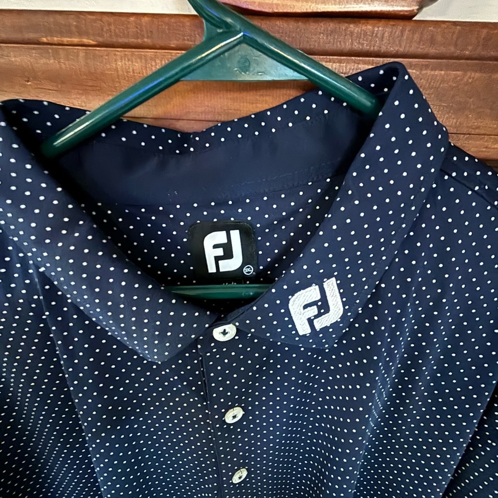 FootJoy Navy and White Polka Dot Casual Shirt